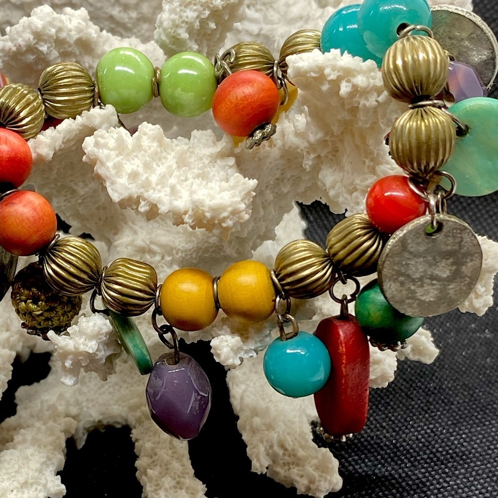 Fun & Whimsy Charm Bracelet, bead, stone, metal